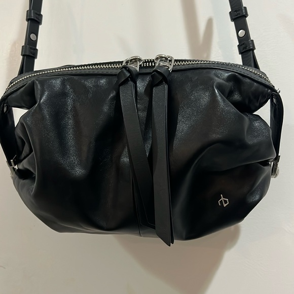 Rag & Bone Black Leather Top handle Convertible crossbody bag with silver - Picture 3 of 7